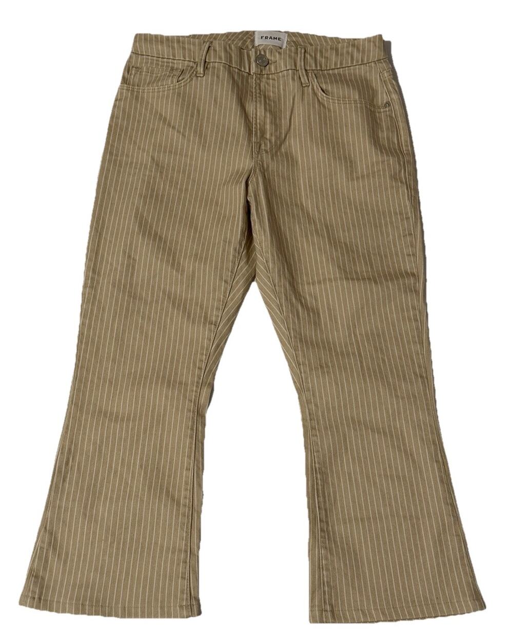 Frame Le Crop Mini Boot Sand Colored Striped Jeans, Size 26
